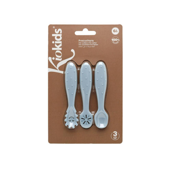 3 Pré-Colheres em Silicone Kiokids Azul
