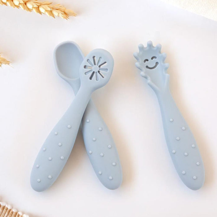 3 Pré-Colheres em Silicone Kiokids Azul