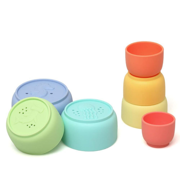 7 Copos Empilháveis em Silicone para Banho Kiokids