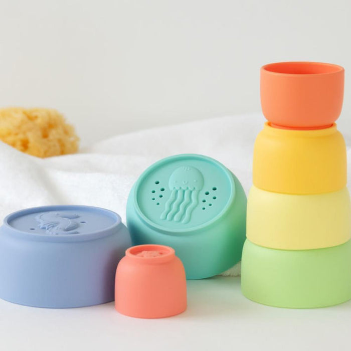 7 Copos Empilháveis em Silicone para Banho Kiokids