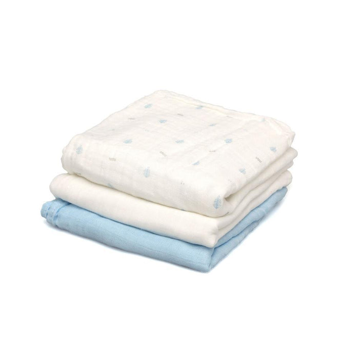 3 Musselinas em Bambu Kiokids Azul 70x70cm