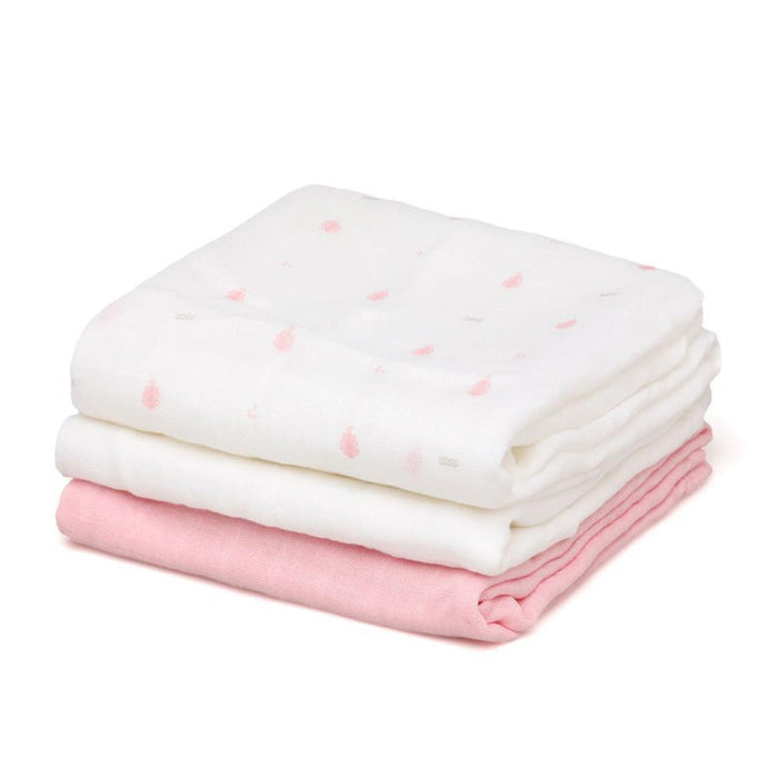 3 Musselinas em Bambu  Kiokids Rosa 70x70cm