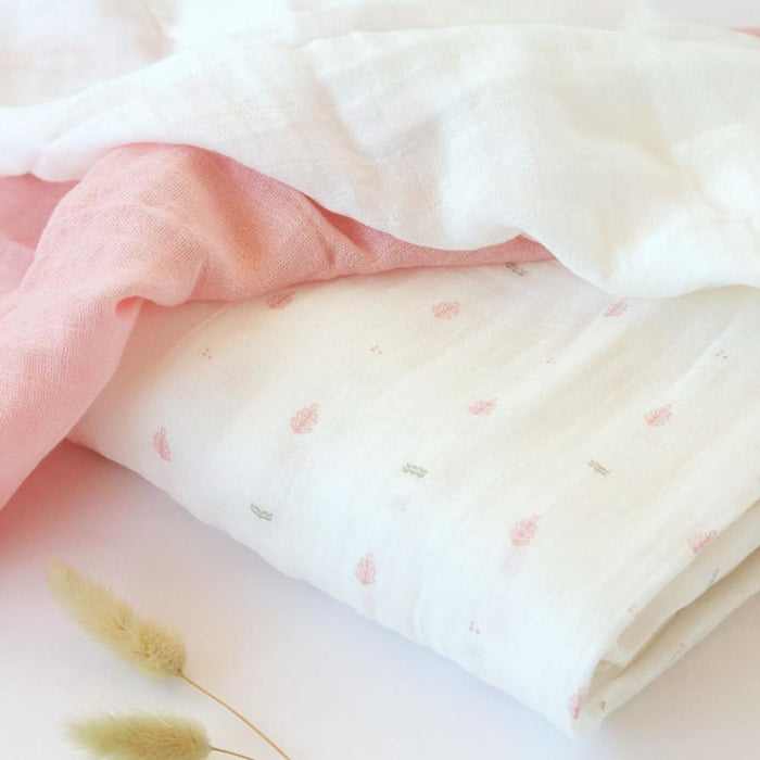 3 Musselinas em Bambu  Kiokids Rosa 70x70cm