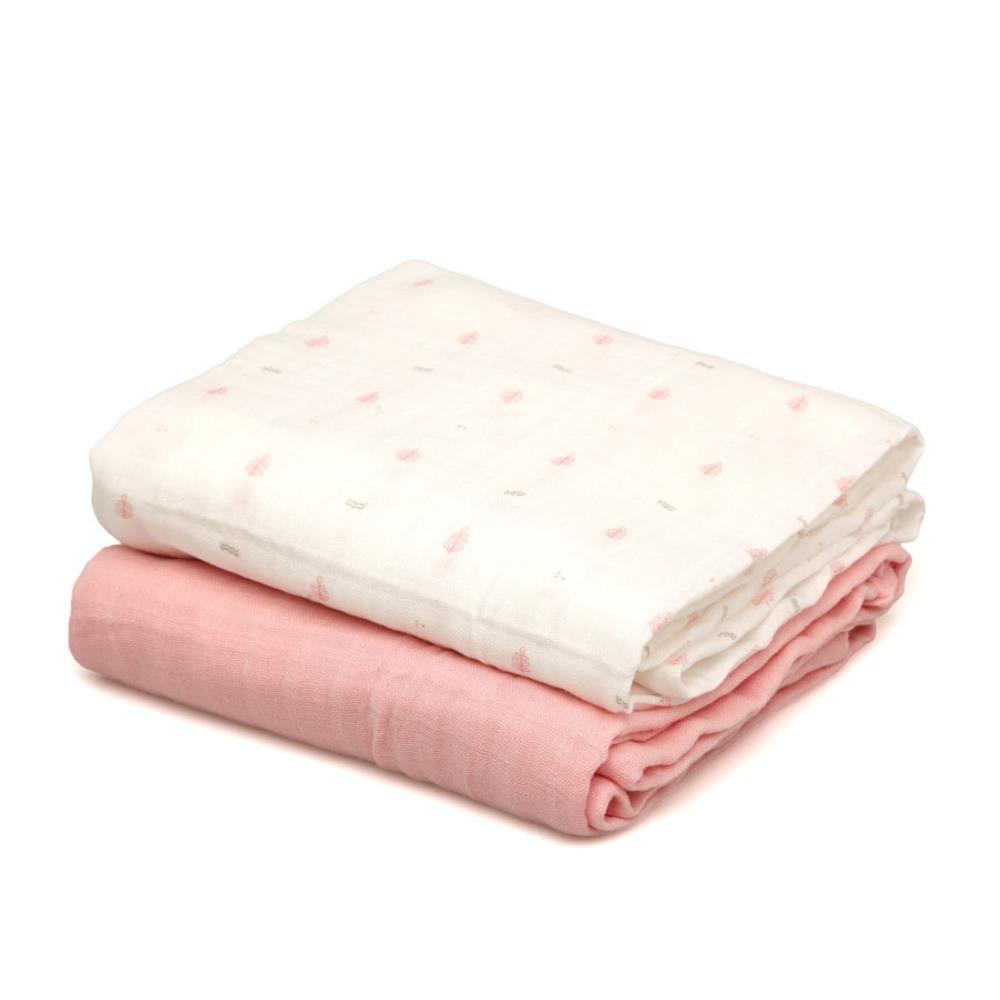 2 Musselinas em Bambu Kiokids Rosa 120x120cm
