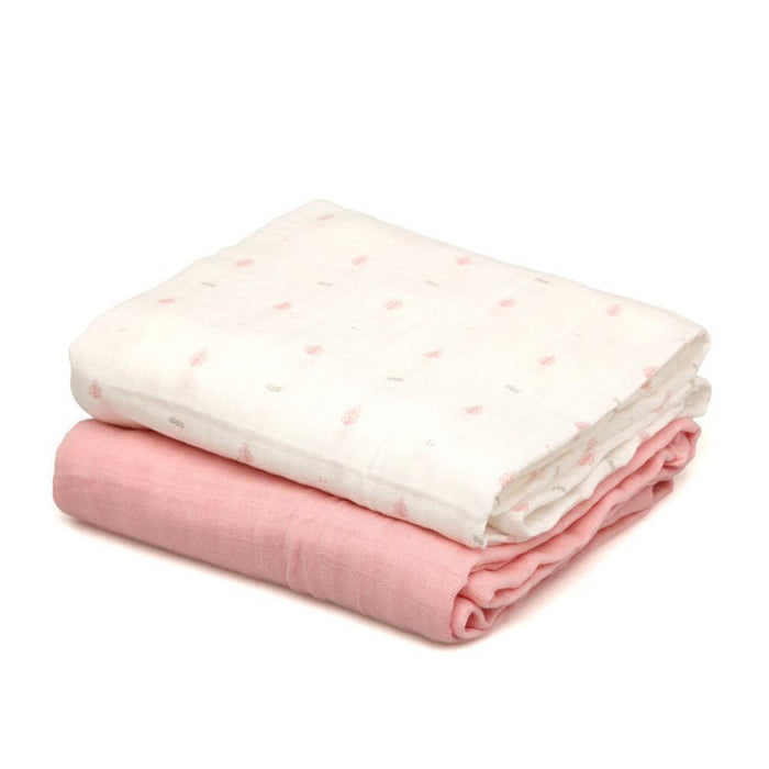 2 Musselinas em Bambu Kiokids Rosa 120x120cm