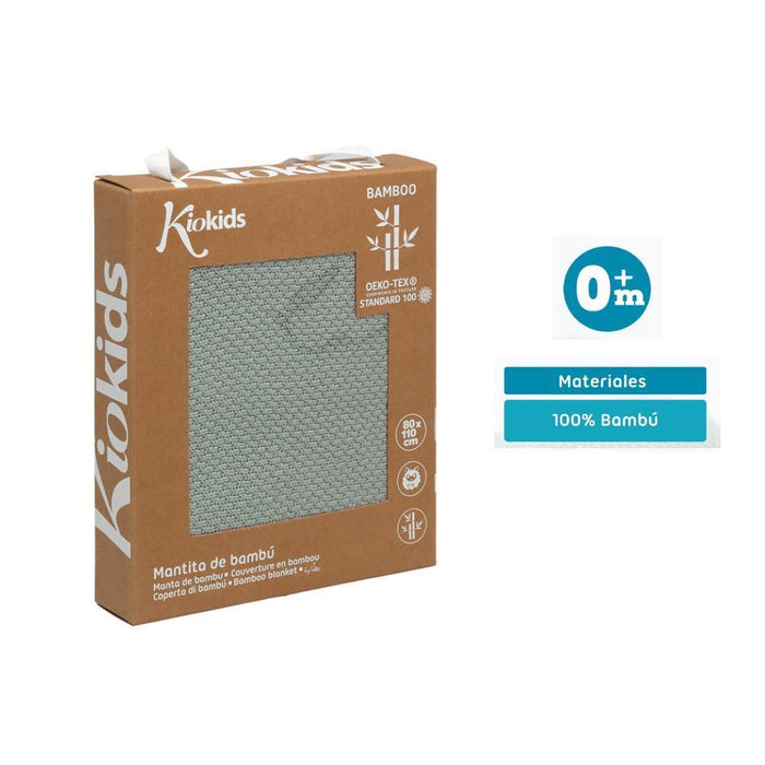 Manta em Bambu KioKids Verde 80 x 110 cm