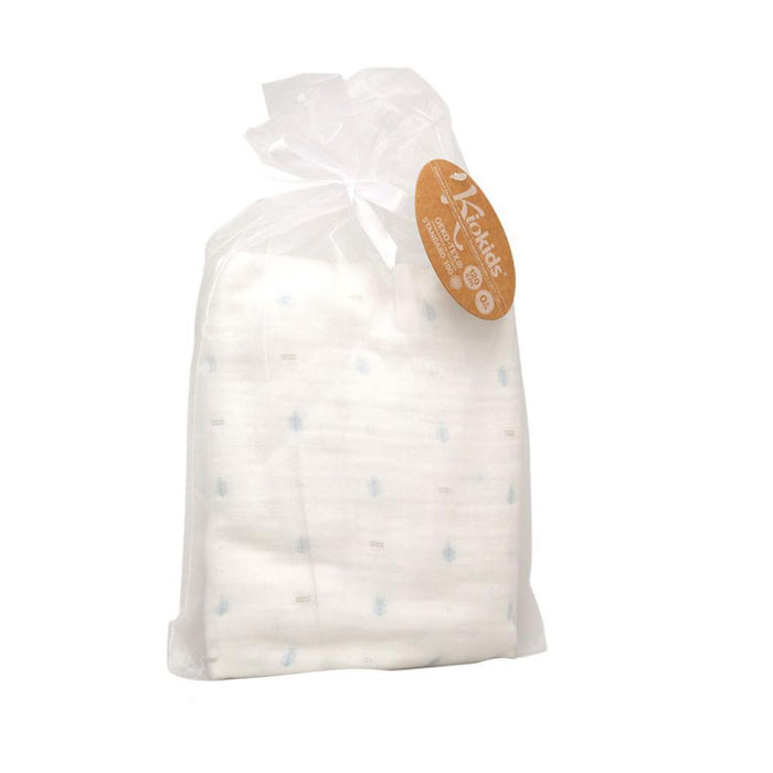 Musselina em Bambu Kiokids Folhas Azul 120x120cm