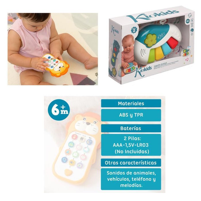 Telefone Figura Leão KioKids com Luz e Som