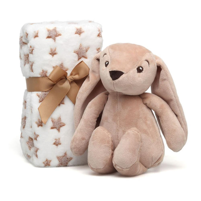 Gift Box Kiokids com Coelho de Peluche Castanho e Manta Estrelas