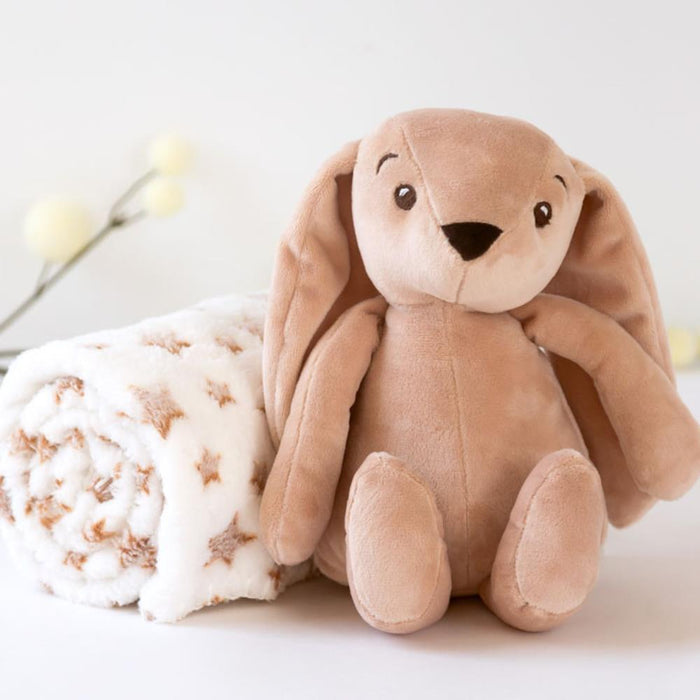 Gift Box Kiokids com Coelho de Peluche Castanho e Manta Estrelas
