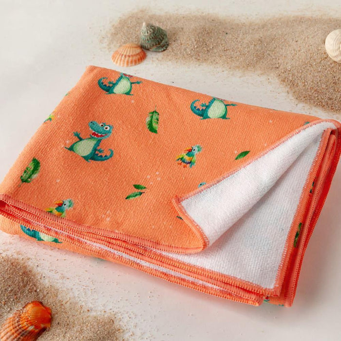 Toalha de Praia em Microfibra Kiokids Crocodilos Laranja 150x75cm