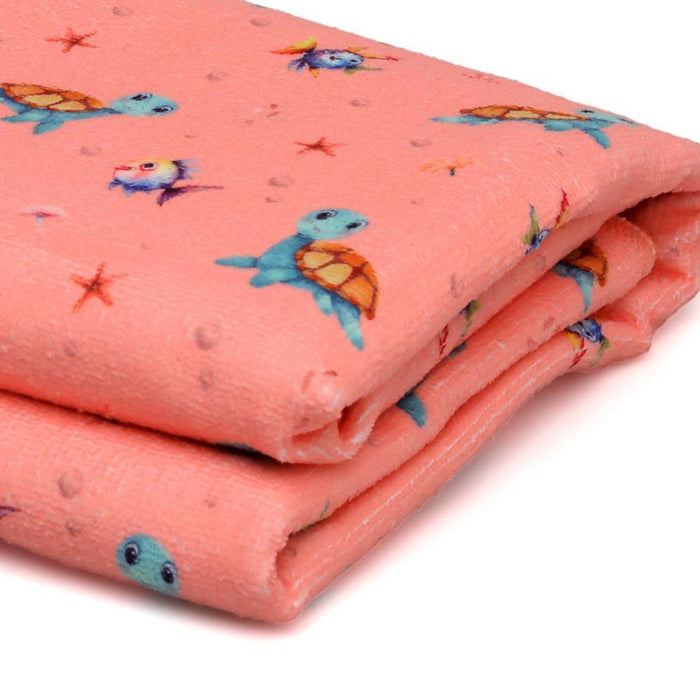 Toalha de Praia em Microfibibra Kiokids Tartatugas Coral 150x75cm