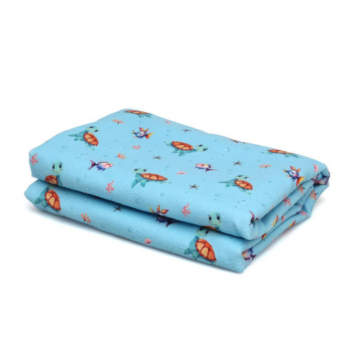 Toalha de Praia em Microfibibra Kiokids Tartatugas Azul 150x75cm