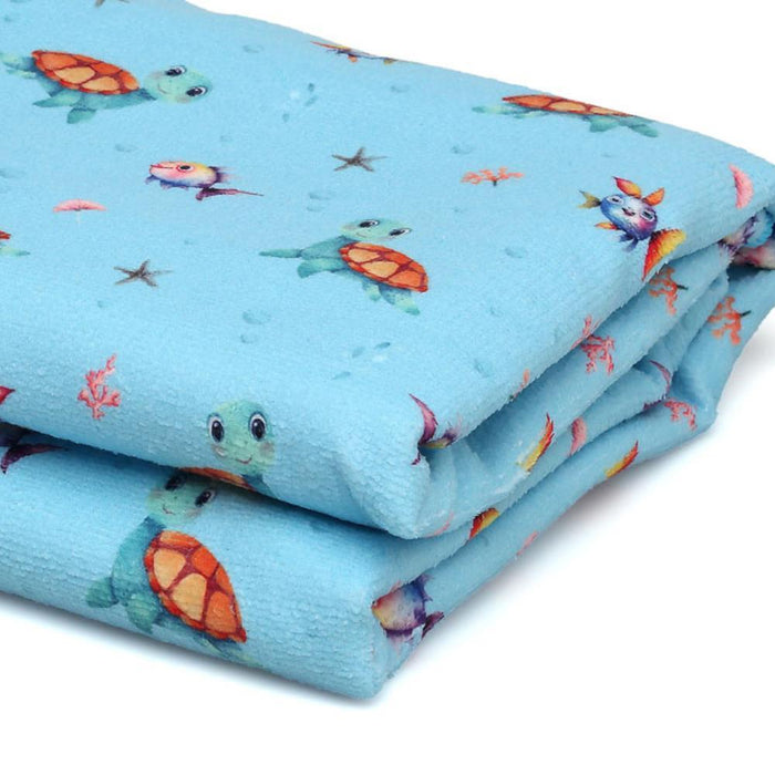 Toalha de Praia em Microfibibra Kiokids Tartatugas Azul 150x75cm