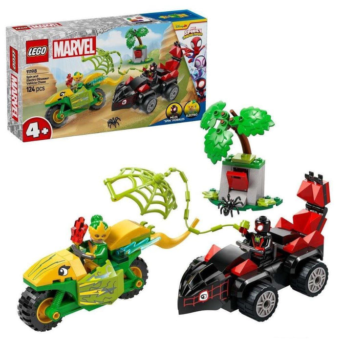 Lego Marvel Spin e Electro Veículo Dinossauro 124 Peças