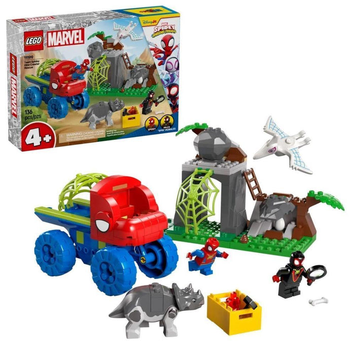 Lego Marvel Equipa Spidey Resgate com Veículo Dinossauro Todo-o-Terreno 136 Peças