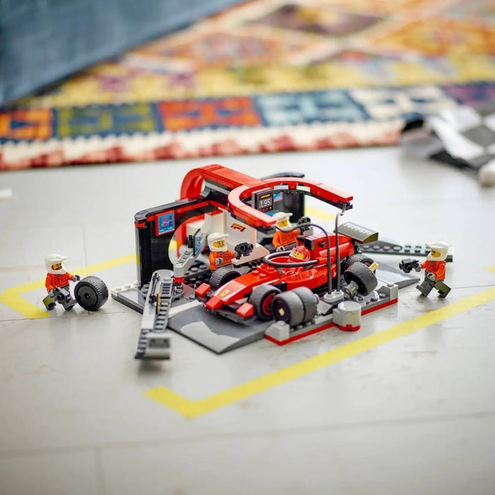 Lego City Boxe de F1 e Equipa Boxe com Carro da Ferrari 322 Peças
