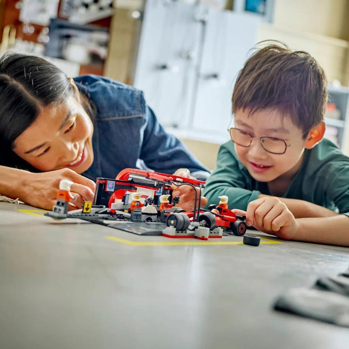 Lego City Boxe de F1 e Equipa Boxe com Carro da Ferrari 322 Peças