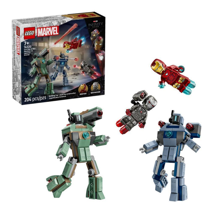Lego Marvel Iron Man e Máquina de Guerra vs Drones Hammer 204 Peças
