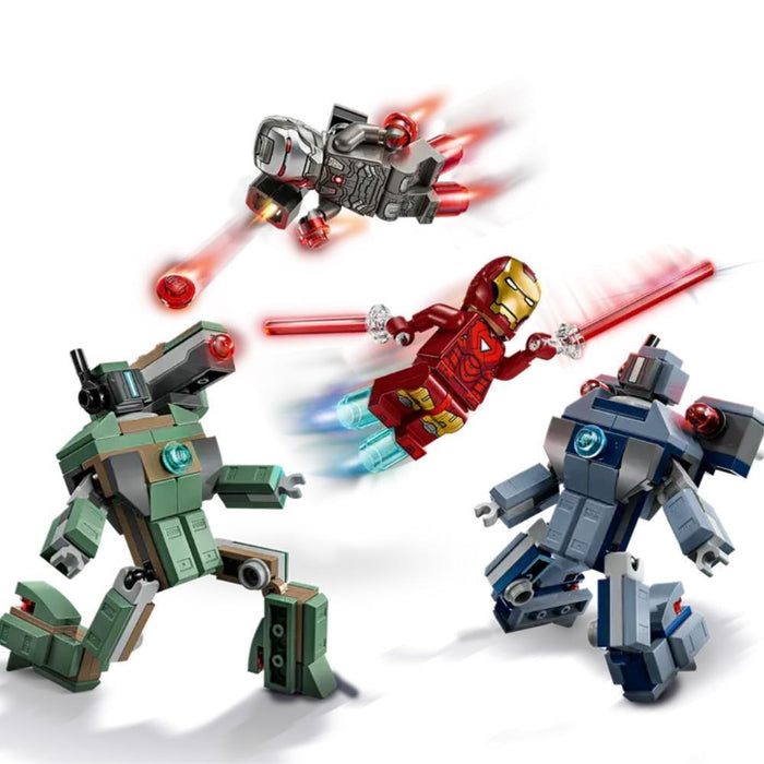 Lego Marvel Iron Man e Máquina de Guerra vs Drones Hammer 204 Peças