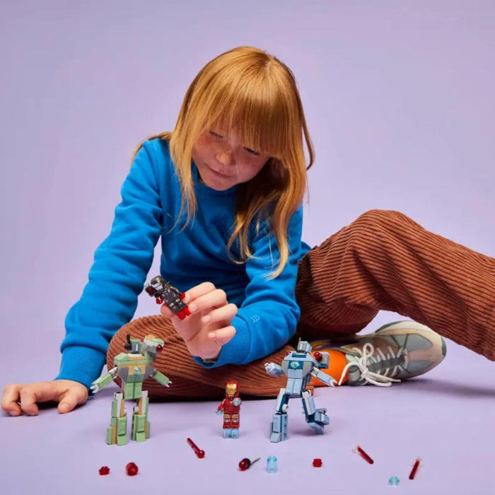 Lego Marvel Iron Man e Máquina de Guerra vs Drones Hammer 204 Peças