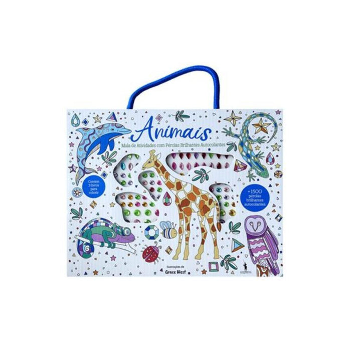 Mala de Atividades Animais com Pérolas Brilhantes Autocolantes