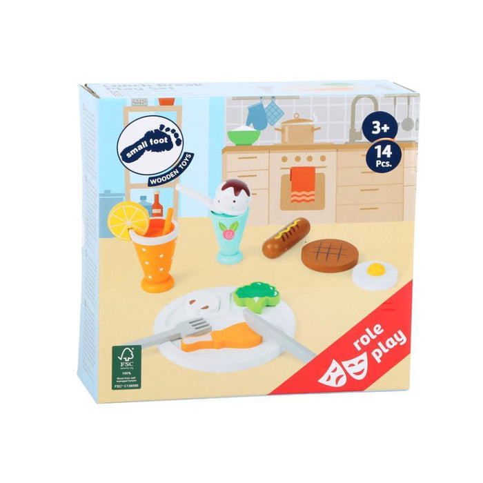 Conjunto Refeição Small Foot com Bebida e Gelado em Madeira 14 Peças