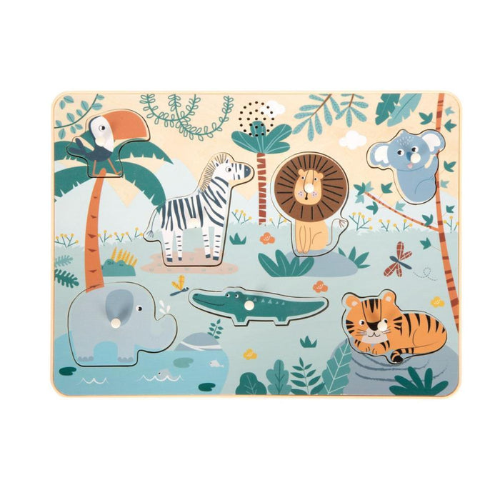 Puzzle Small Foot com Som Safari em Madeira