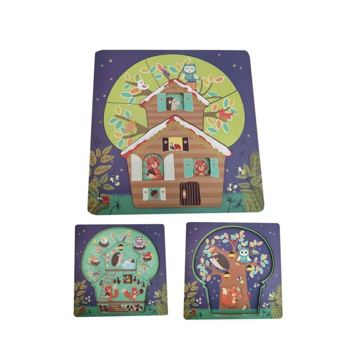 Puzzle Magni Casa na Árvore em 3 Camadas em Madeira