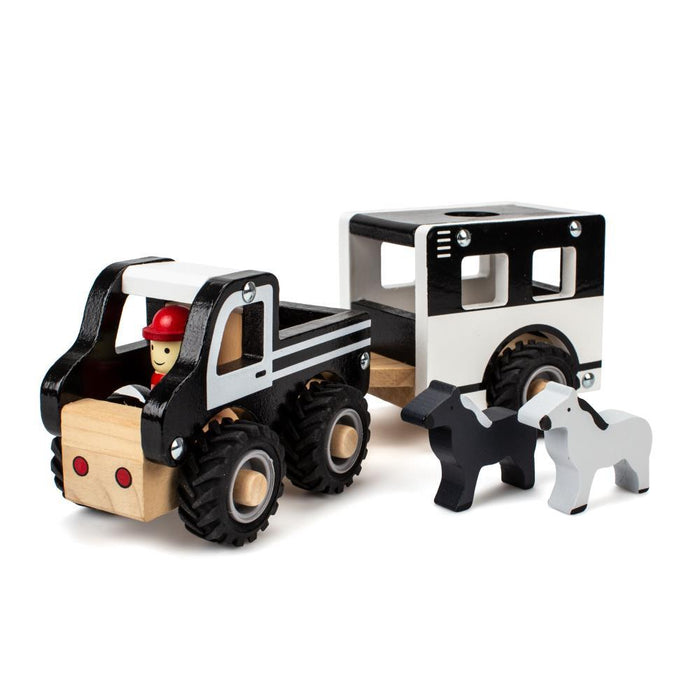 Carro com Reboque de Cavalos em Madeira Magni