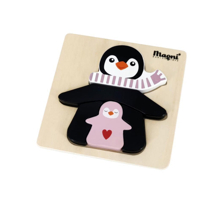 Puzzle Magni Pinguim Rosa em Madeira