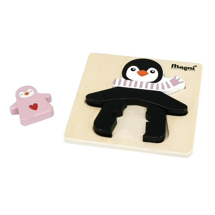 Puzzle Magni Pinguim Rosa em Madeira