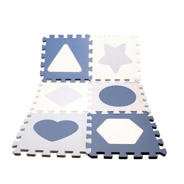 Tapete Puzzle em Eva com Formas 6 Peças Azul