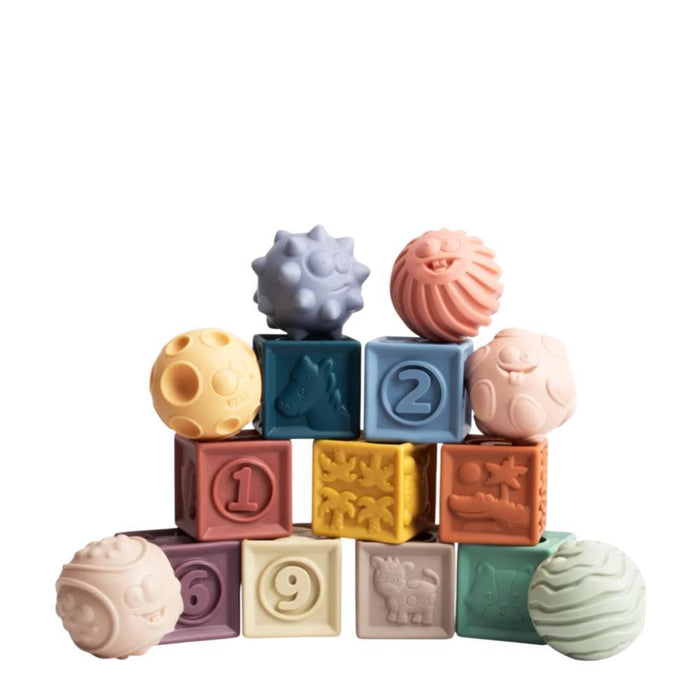 Conjunto de Bolas e Blocos de Contrução Sensoriais Magni 15 Peças