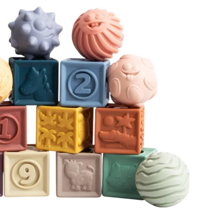 Conjunto de Bolas e Blocos de Contrução Sensoriais Magni 15 Peças