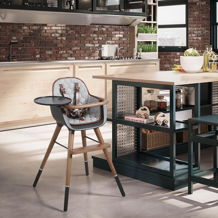 Cadeira Papa Micuna Ovo Original City Luxe Gris Antracite/Mogno com Arnês em Polipele