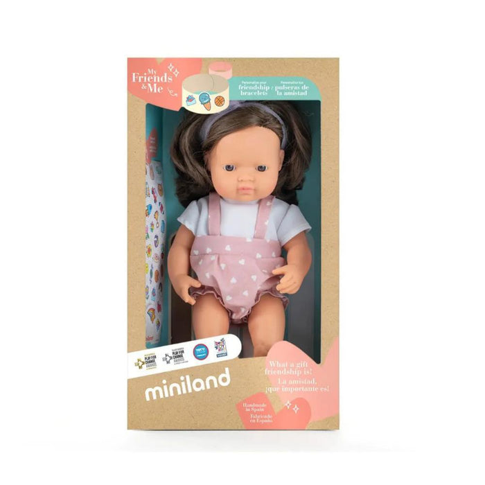 Boneca Miniland My Friends & Me Morena 38cm
