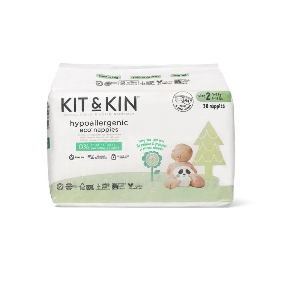 38 Fraldas Kit&Kin Eco Rato e Panda T2 4-8kg