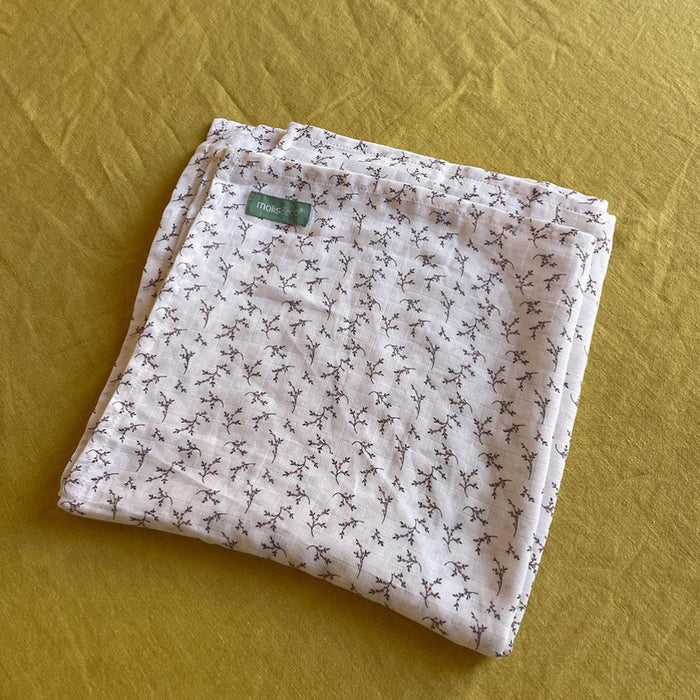 Musselina Molis&Co em Algodão Floral Pink 120x120cm