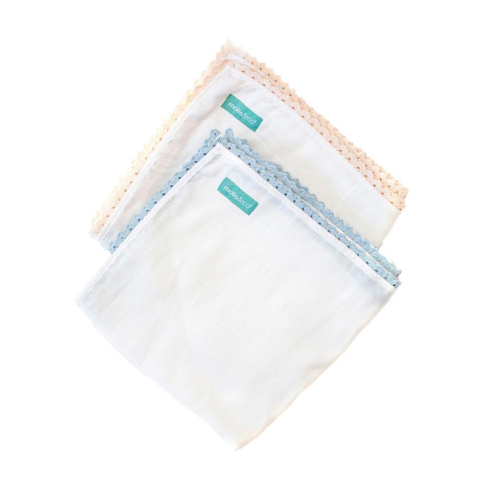2 bolsas de muselina de algodón Molis&Co en azul/beige, 100x100cm