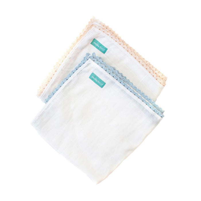 2 Musselinas Molis&Co em Algodão Blue/Beige 100x100cm