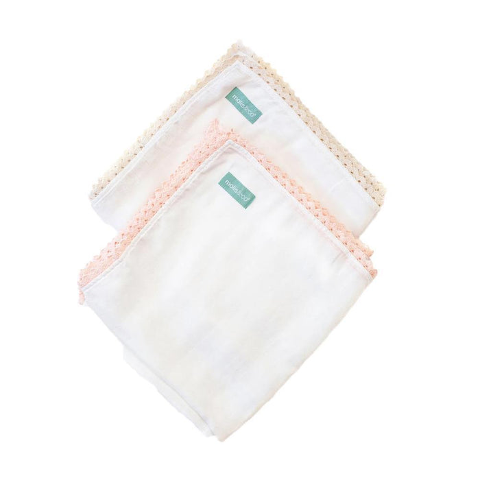 2 Musselinas Molis&Co em Algodão Pink/Beige 100x100cm