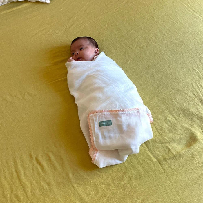 2 Musselinas Molis&Co em Algodão Pink/Beige 100x100cm