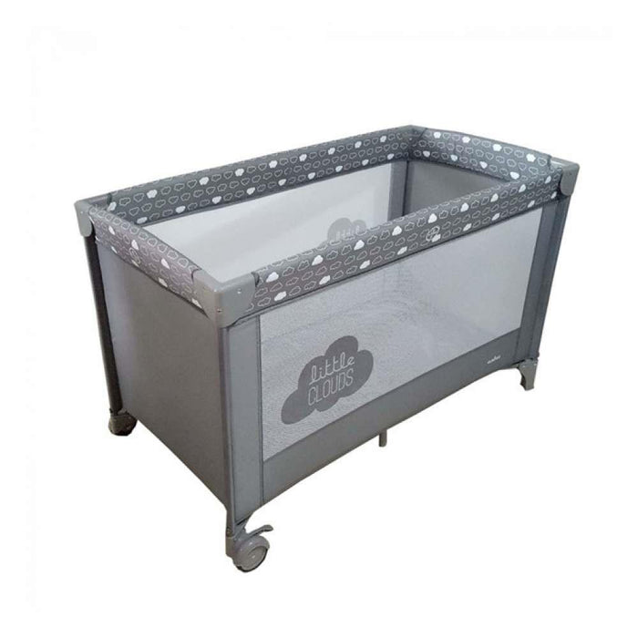 Little Clouds Grey Travel Cot/Bed with Wheels