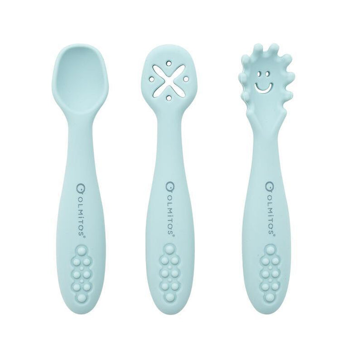 3 Talheres de Aprendizagem em Silicone Olmitos Azul