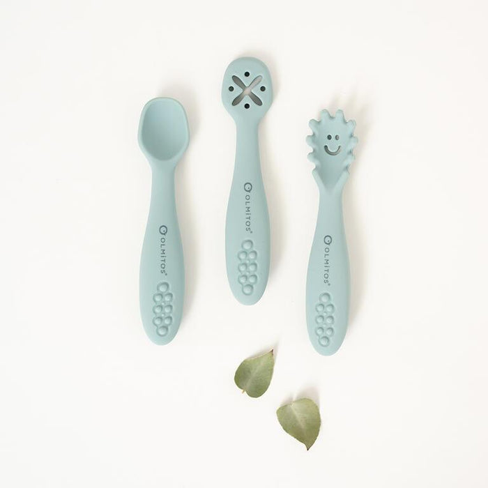 3 Talheres de Aprendizagem em Silicone Olmitos Azul