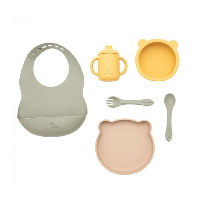 7-Piece Green Silicone Feeding Set