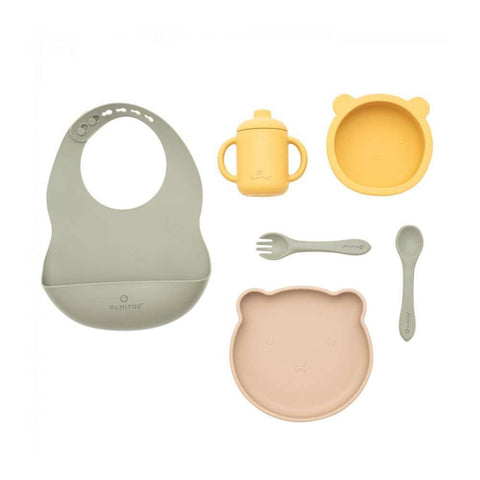 7-Piece Green Silicone Feeding Set