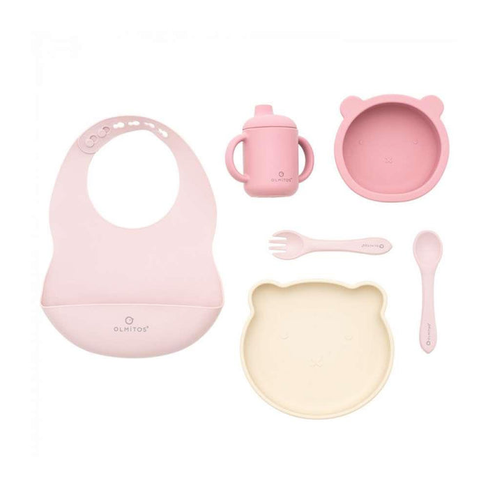 7-Piece Pink Silicone Feeding Set