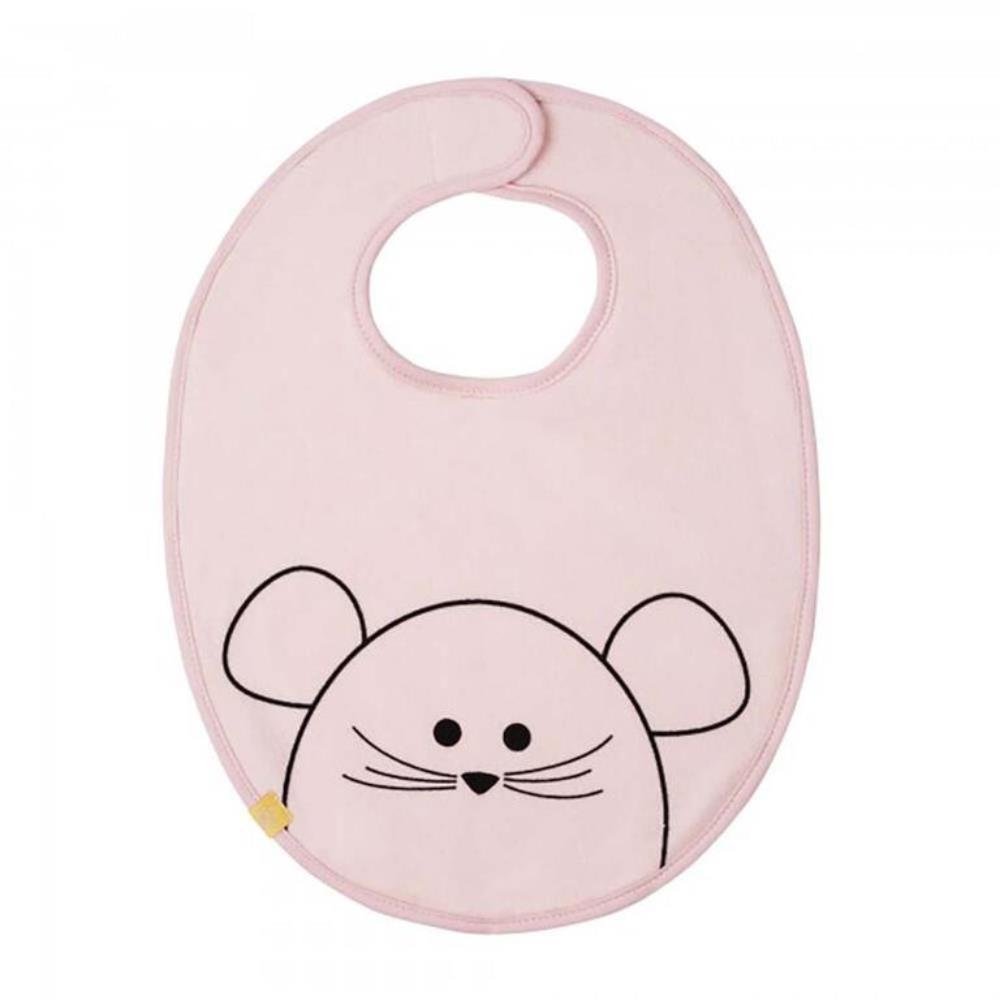Lassig Medium Waterproof Bib Pink Mouse